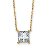 14k 2 carat Lab Grown Diamond VS+ F+ Princess Complete Four Prong 18 inch Pendant Necklace